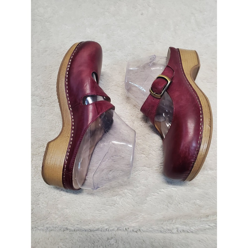 Dansko Burgundy Red Leather Mary Jane Mules Shoes 38 Women 7.5 Classic Capsule - Picture 5 of 9